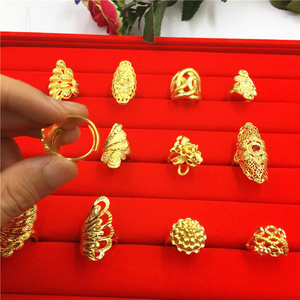 European coin plated Vietnam placer gold ring Gold plated stylish opening women rings brass decoration jewelry wholesale