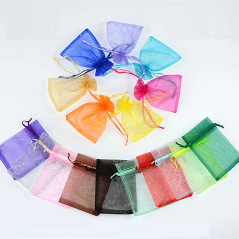 16X22 cm Custom Promotional Gift Mesh Drawstring Pouch Bags Clear Package Organza Bags Wholesale