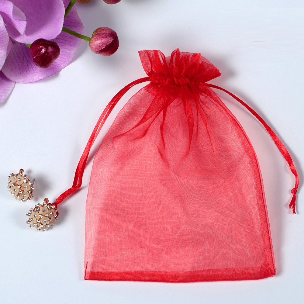 16X22 cm Custom Promotional Gift Mesh Drawstring Pouch Bags Clear Package Organza Bags Wholesale