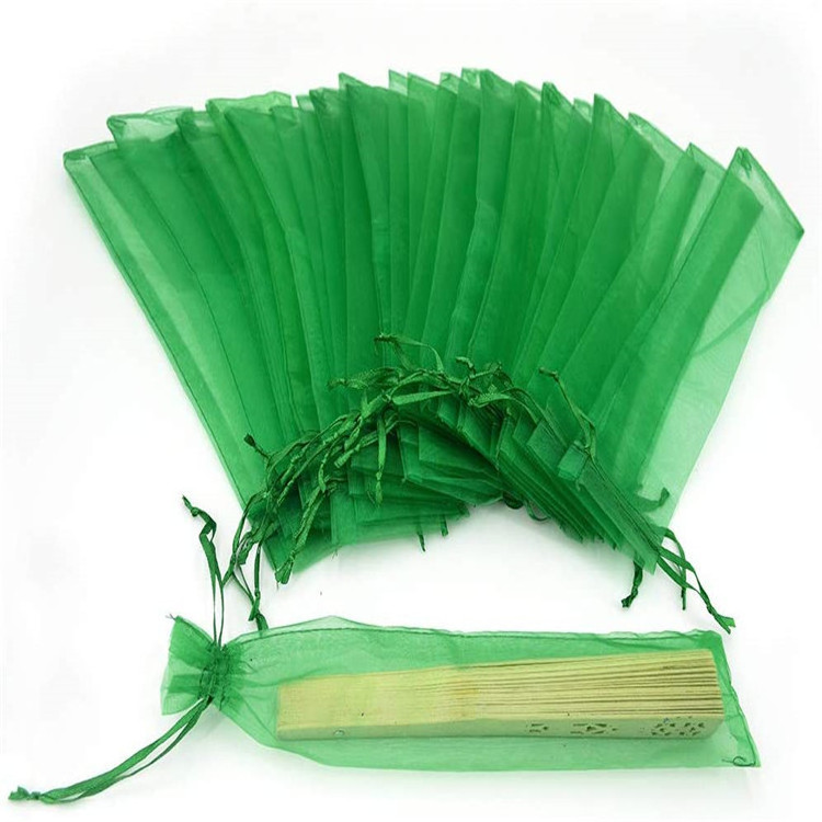 Wholesale 6x26cm Nylon Pen Mesh Bag Drawstring Organza Gift Bags For Folded Fan