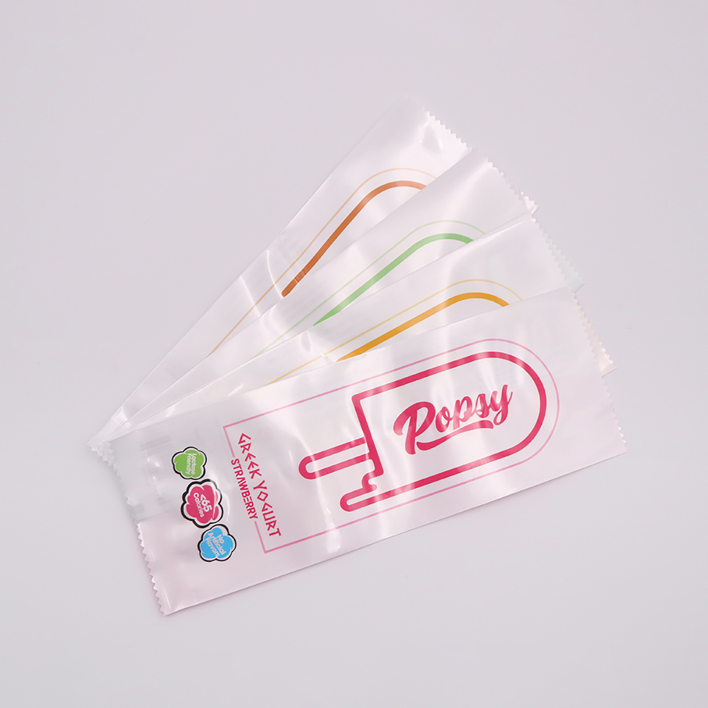 Custom printed ice tube wrappers plastic ice cream stick popsicle packaging bag three side seal plastic popsicle pouch