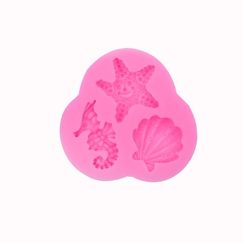 DIY Marine Theme Silicone Mold for Cake & Crafts Mermaid Tail Seashell Starfish Hippocampus Conch Fondant Mold Baking Sugar Work