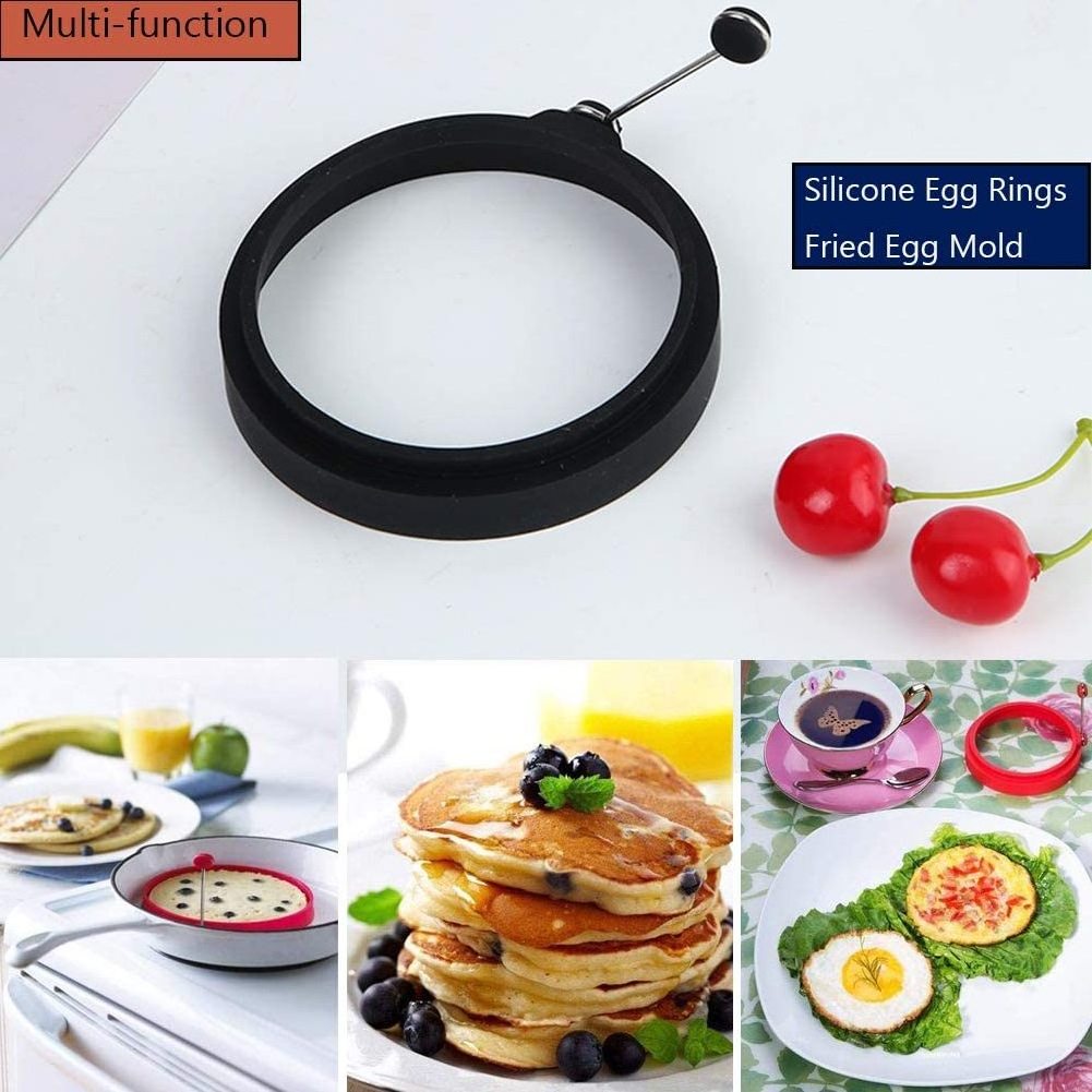 6 Pack Egg Rings for Frying Eggs Silicone Egg Ring Molds for Cooking Multi-Shaped Silicone Omelette Maker