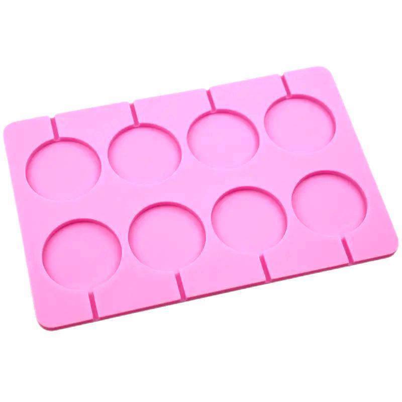 Youngs Silicone with Chocolate Hard Candy shape for soap/candle/food  Mold  hot selling 8 Cavity Round Silicone Lollipop Molds