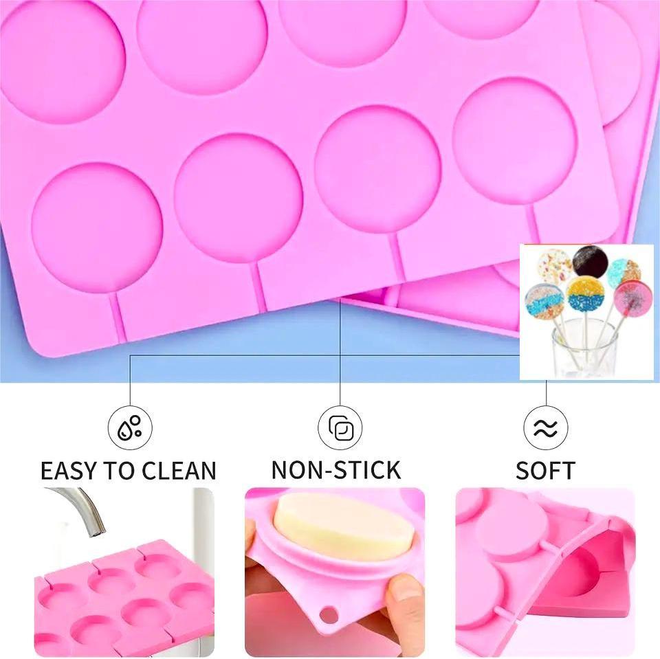 Youngs Silicone with Chocolate Hard Candy shape for soap/candle/food  Mold  hot selling 8 Cavity Round Silicone Lollipop Molds