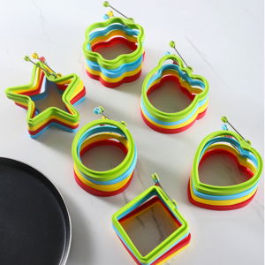 6 Pack Egg Rings for Frying Eggs Silicone Egg Ring Molds for Cooking Multi-Shaped Silicone Omelette Maker