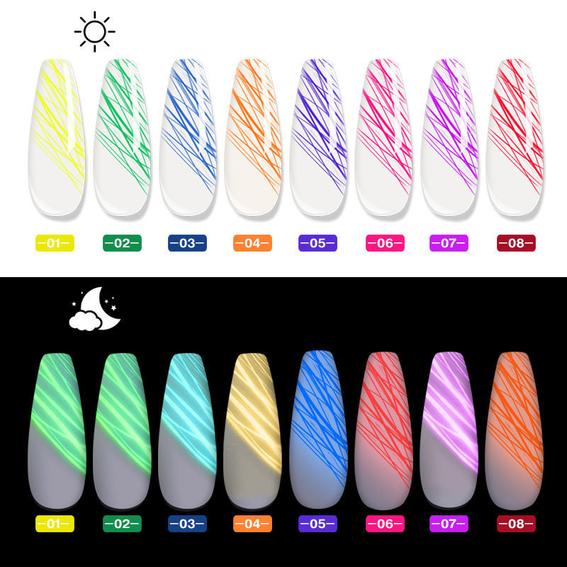 Misscheering 8ml Luminous Spider Fluorescent neon light Effect Nail art drawing and drawing spider Uv gel luminous drawing glue