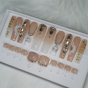 Luxury Handmade Acrylic Artificial Finger And Toe Nails Set Designer Private Logo Customized Packaging Press On Nails