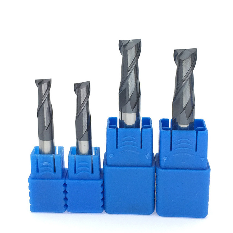 HRC45 Tungsten Carbide Square End Mill 2 Flutes CNC Flat Milling Cutter Tools For Face And Slot Machining Coated End Mills