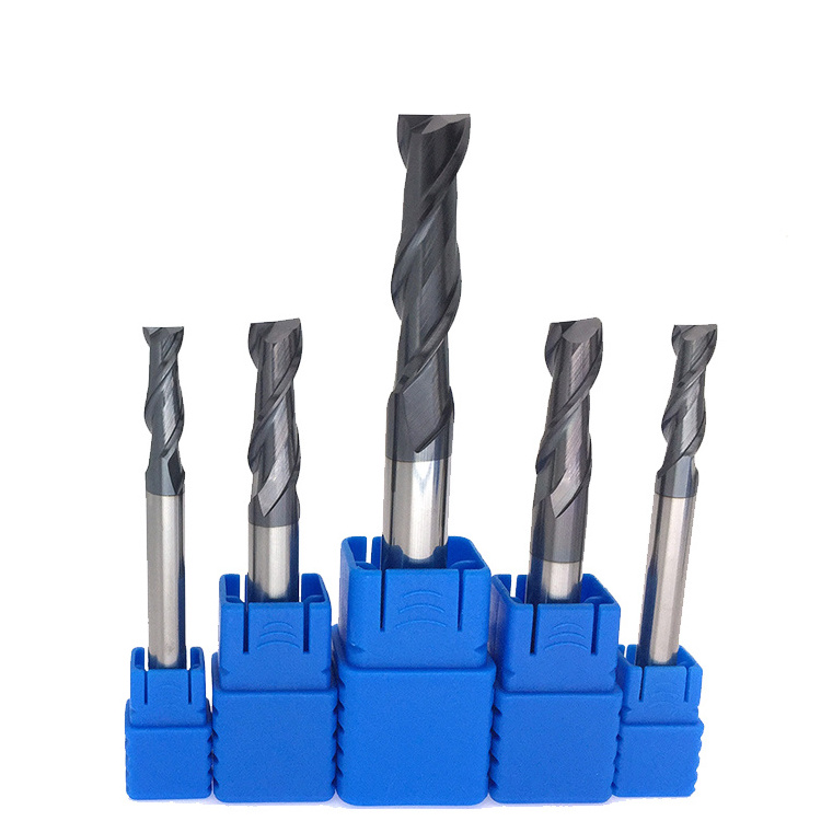 HRC45 Tungsten Carbide Square End Mill 2 Flutes CNC Flat Milling Cutter Tools For Face And Slot Machining Coated End Mills