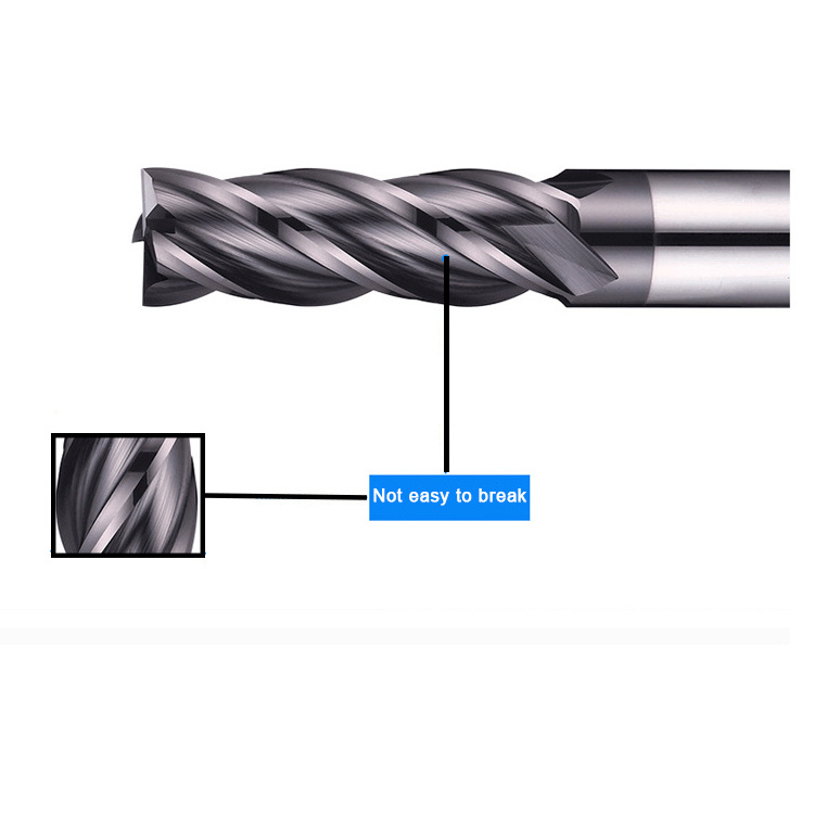 HRC50 4 Flute Solid Carbide Cutting Tool Extended Blade End Mill For Metal Milling Cutter CNC Router Bits Square Face End Mill