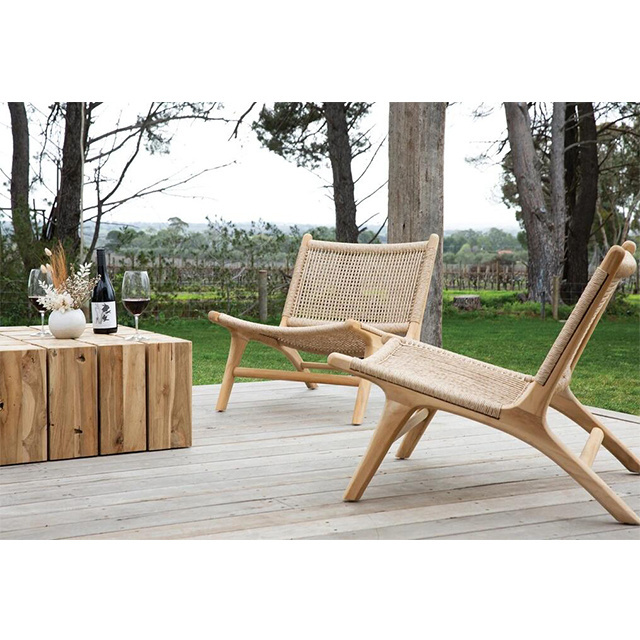 DC-1370 Australian Hotel Outdoor Teak Wood Chair With Rope Weaving