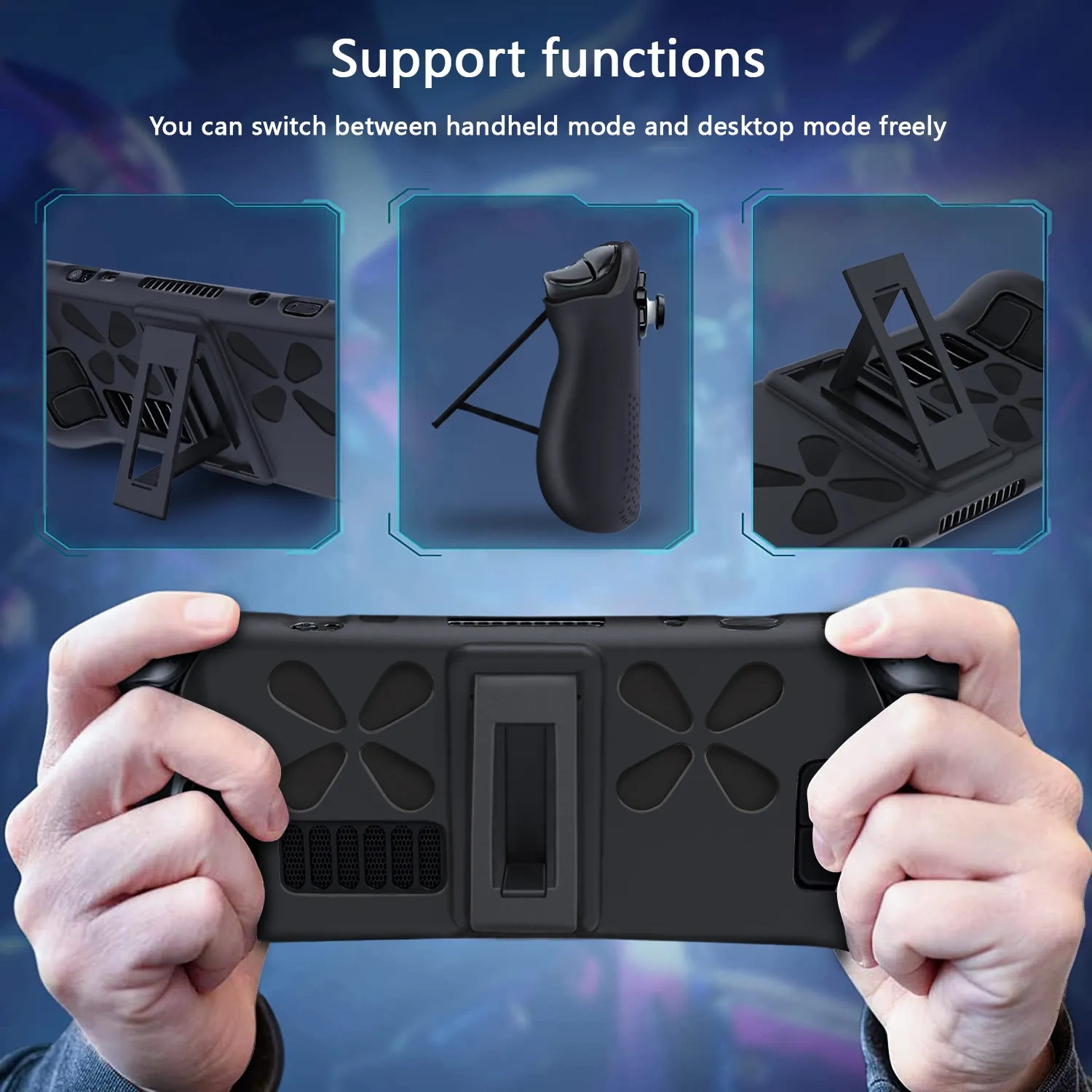 Silicone Kickstand Protective Cover For Steam Deck Anti-slip Heat Dissipation Holder Stand For Steam Deck Shell Case