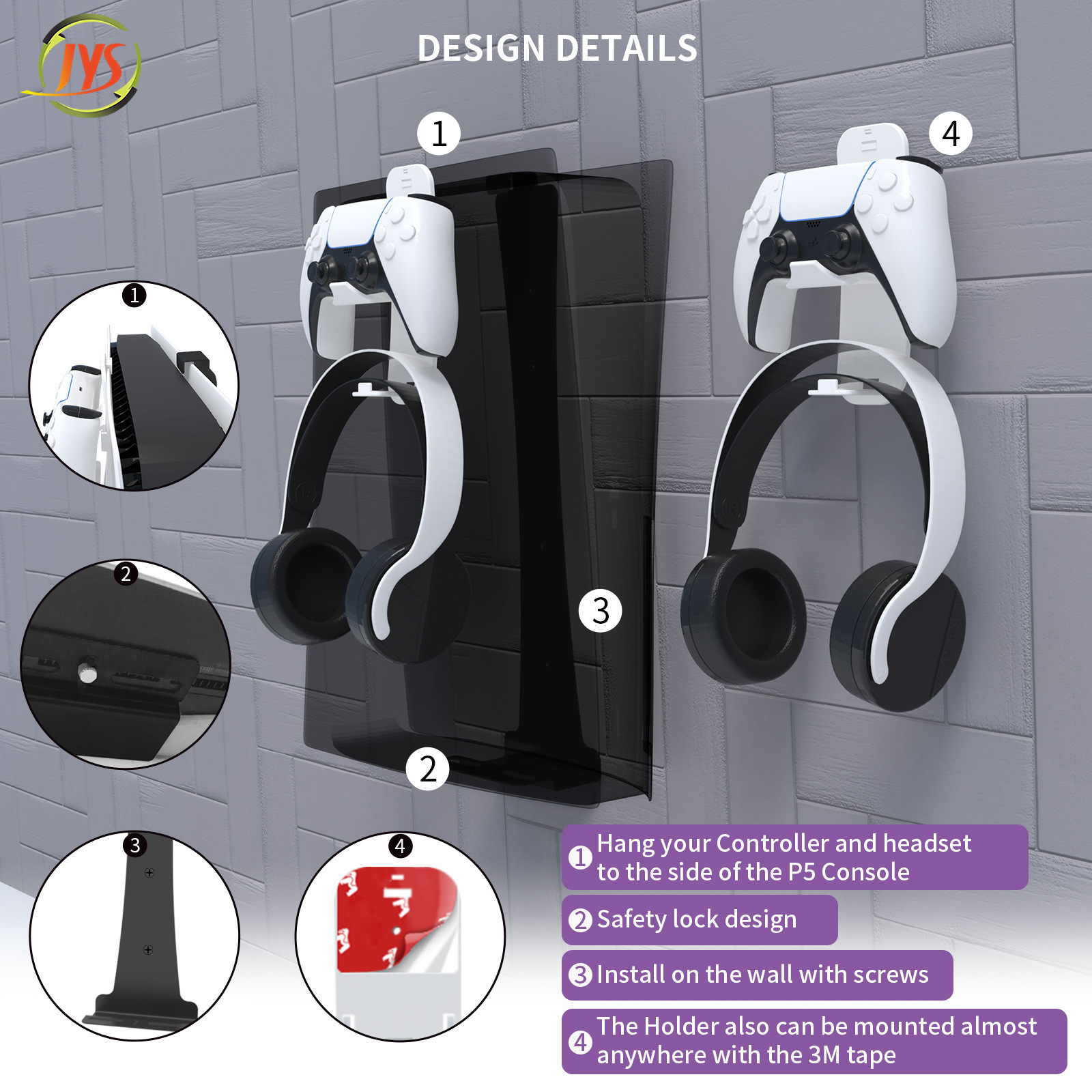 Game Console Hanging Bracket Headset Storage Rack For PS5 / PS4 Joystick Headphone Hook Holder Stand