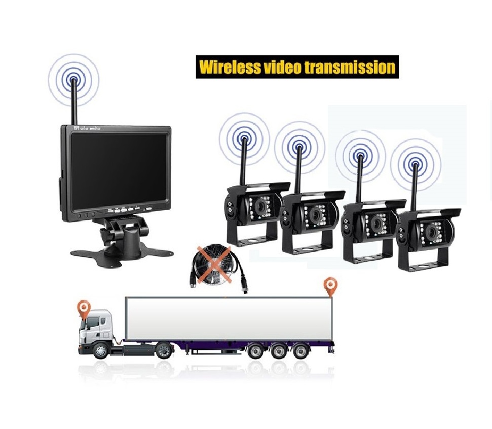 wireless truck rear view camera and wireless truck monitor system view mirror camera 7inch car monitor for truck