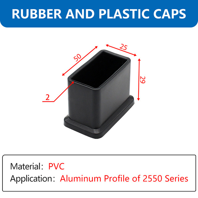 2550 Rubber And Plastic Caps Black Square Pvc Soft Rubber Tube Plug Sleeve Protection Gasket Dust Seal End Cover Caps