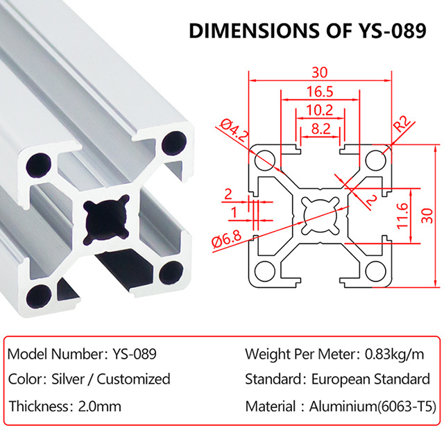 European Standard Anodized Extrusion L Shape 3030 Architectural Aluminum Profiles