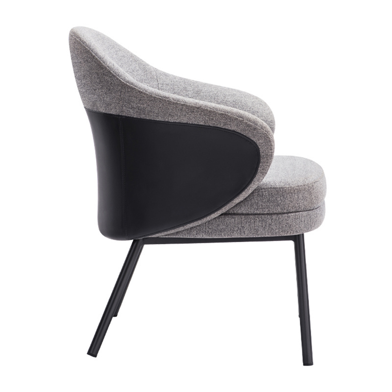 Luxury High-End Restaurant Italian Minimalist Aluminium Frame Upholstered Armchair Dining Chair