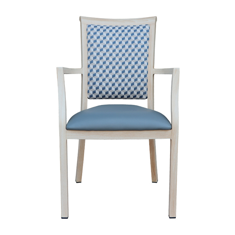 Sky Blue Modern Nordic Dining Chair For Sale Luxury Fabric Upholstered Aluminium Senior Living Chair