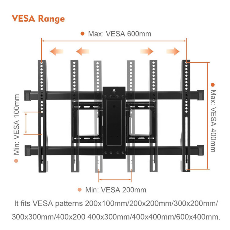 Double Arm Full Motion Curved Screen Flat Panel TV Wall Mount Support 65 TV Swivel Flexible Mounting Bracket