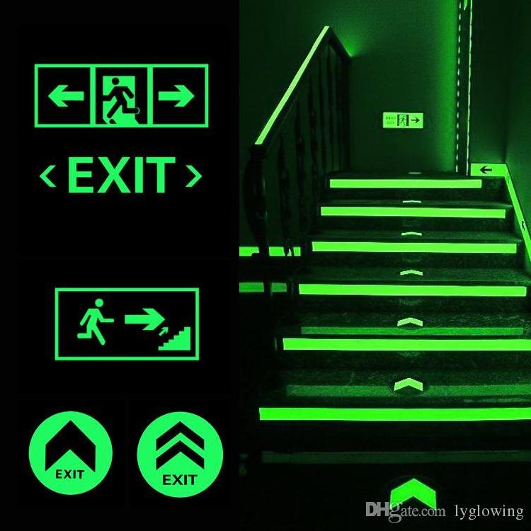 self-adhesive photo luminescent sticker safety sign glow in the dark paper