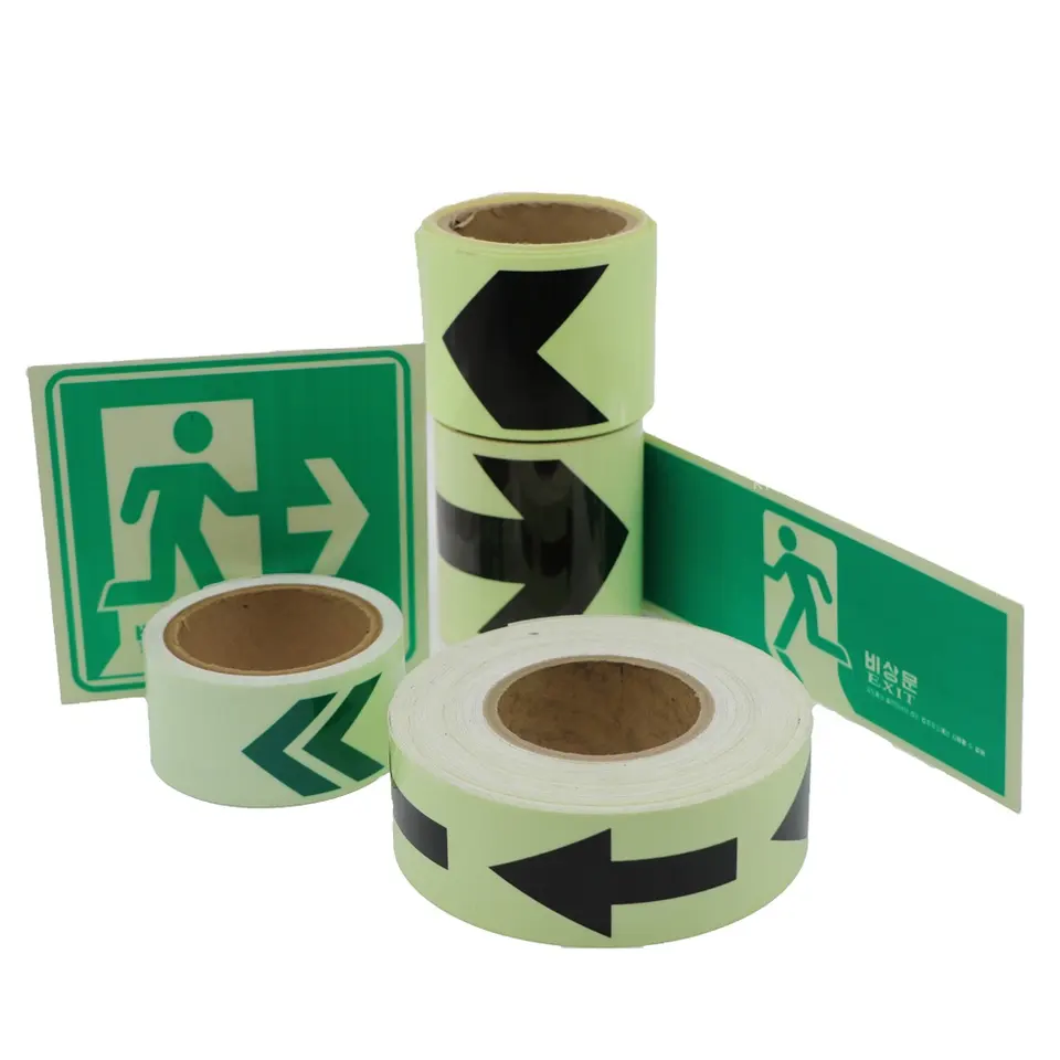 refluoscent lumin glow in the dark luminescent film adhesive vinyl tape paper for door road safety