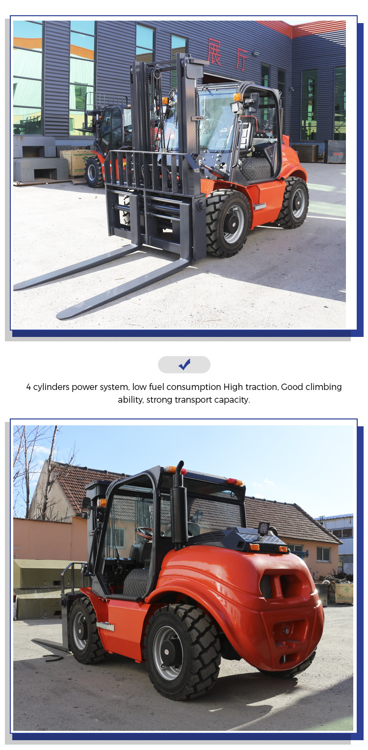 Diesel engine forklift small truck price 2 2.5 lpg gasoline 4 4.5 rough terrain 4w 3ton 4ton off road forklift