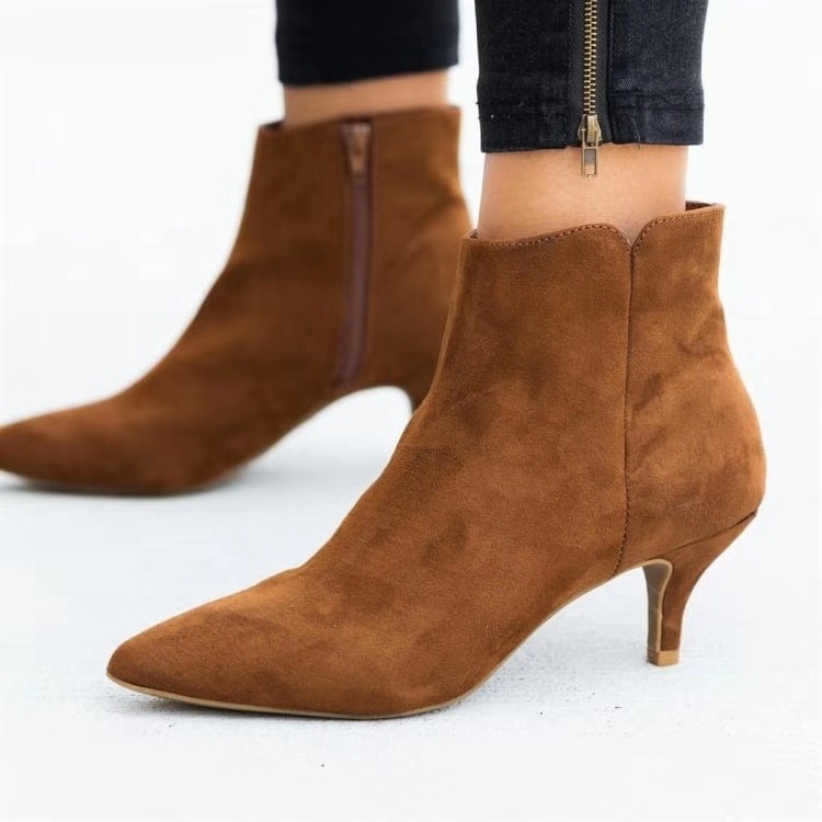 35-43 Autumn and Winter New Women's Shoes Popular Short Boots and Fine Heel Ankle Boots Pointed Single chelsea boots