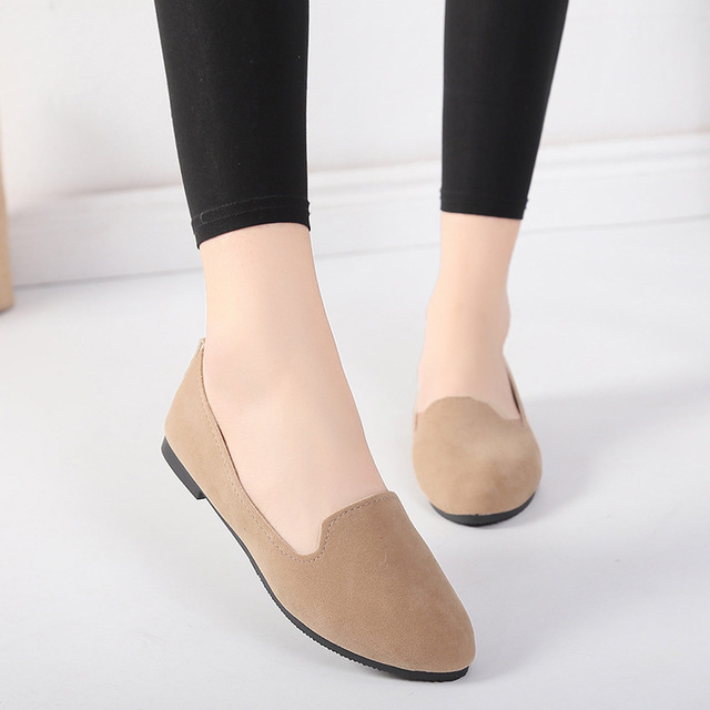 Women Flats Slip on Flat Shoes Candy Color Woman Boat Shoes Black Loafers Faux Suede Ladies Ballet Flats Plus Size 35-43