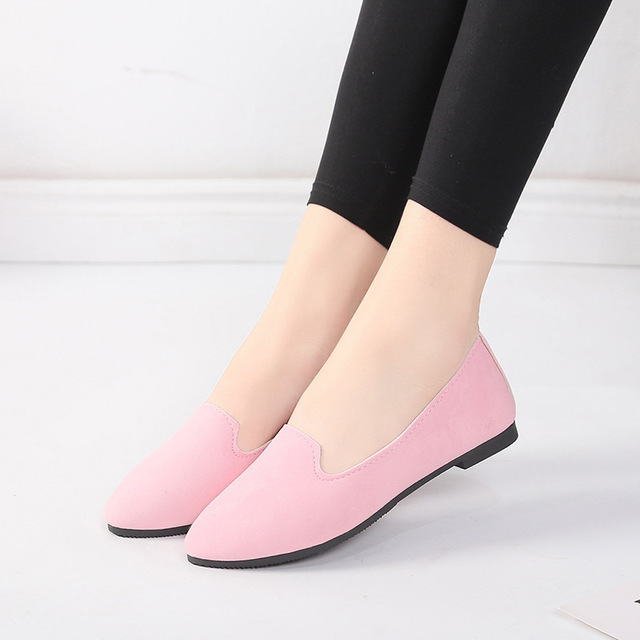 Women Flats Slip on Flat Shoes Candy Color Woman Boat Shoes Black Loafers Faux Suede Ladies Ballet Flats Plus Size 35-43