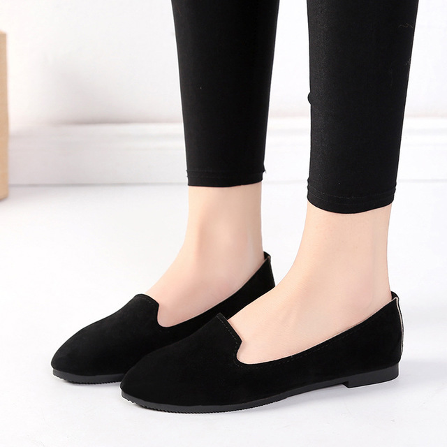 Women Flats Slip on Flat Shoes Candy Color Woman Boat Shoes Black Loafers Faux Suede Ladies Ballet Flats Plus Size 35-43