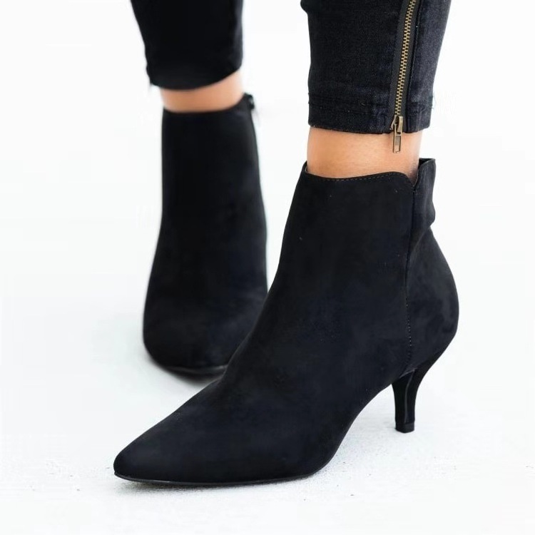 35-43 Autumn and Winter New Women's Shoes Popular Short Boots and Fine Heel Ankle Boots Pointed Single chelsea boots