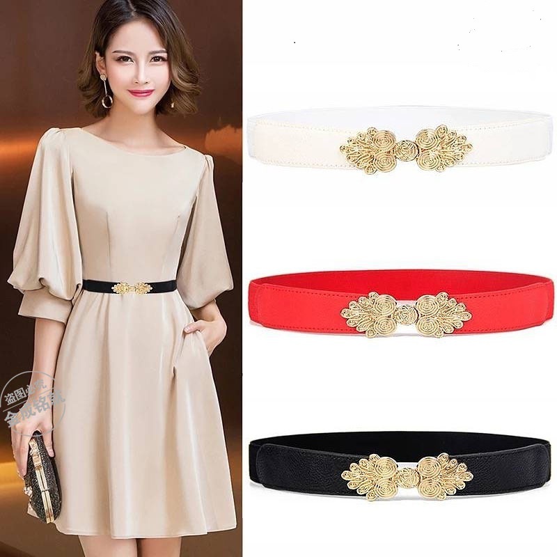 Designer Waistband Elastic Weaving Fashion Wide Belt with Skirt Waist Dress Elastic Decorative Belt Waist Belts Women