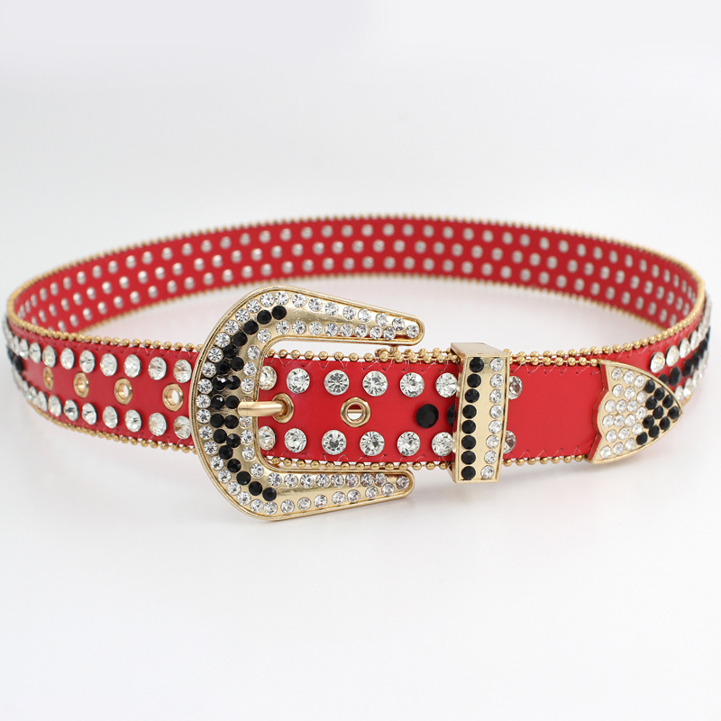 Fashion Luxury Strap Diamond Belt Western Crystal Studded Belt Cowgirl Cowboy Rhinestone Belt For Women Men