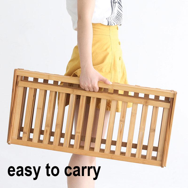 3/4/5/6 Tier Shoe Rack Foldable Bamboo Shoe Storage Organizer Portable Household Free Installation Collapsible Shoe Rack