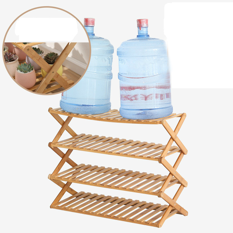 3/4/5/6 Tier Shoe Rack Foldable Bamboo Shoe Storage Organizer Portable Household Free Installation Collapsible Shoe Rack