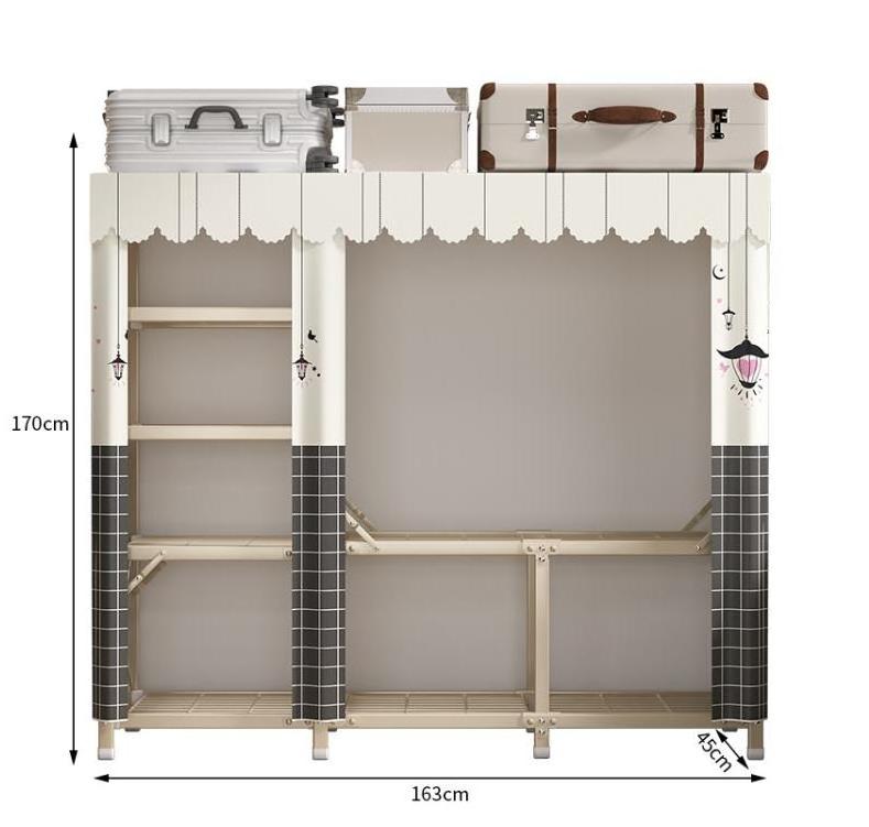 Custom Cover Free Installation Foldable Wardrobe Bedroom Storage Cabinet Metal frame Cloth Wardrobe