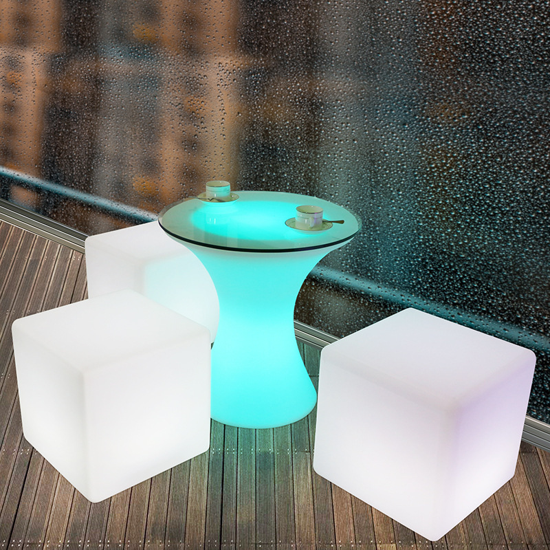 Wholesale  Outdoor Waterproof Led Cube Color Changing Lighted Acrylic LED Cube Chairs Bar Stool