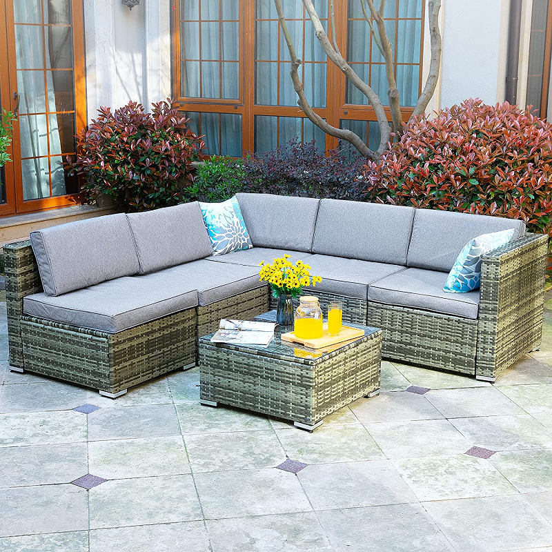 Wholesale Modern Outdoor Garden Balcony Wicker Furniture Sectional L Shape Modular Patio Rattan Sofa Set BestSuppliers