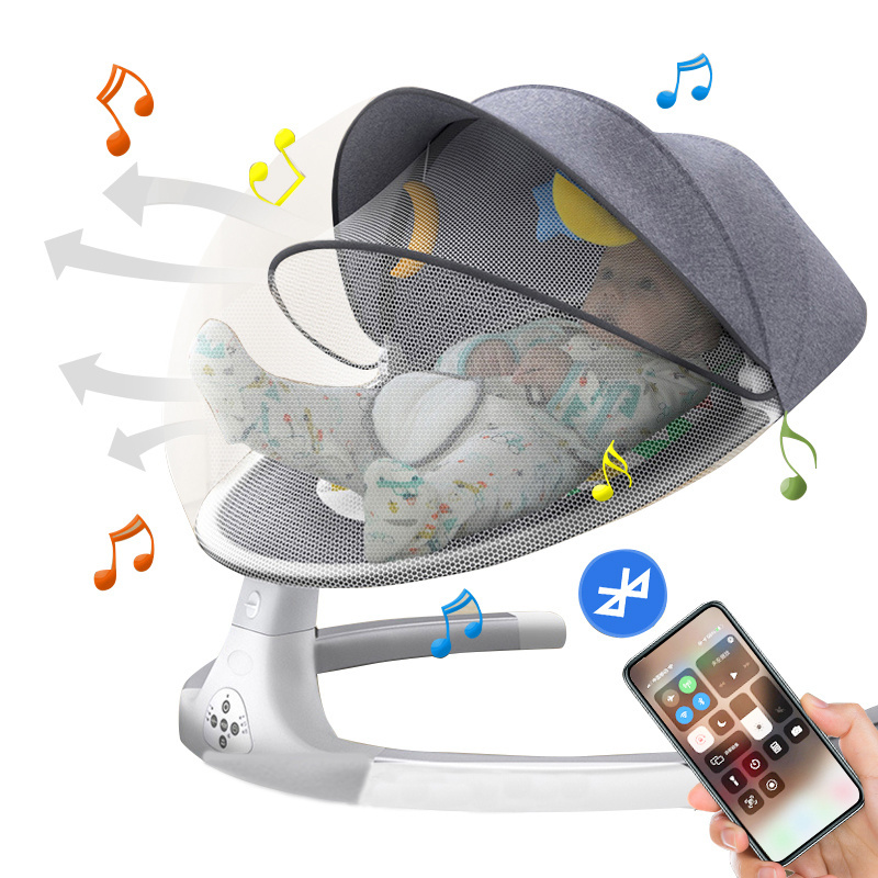 OEM Hanging Sleeper Crib Rocking Hammock Mesh Cradle Electric Rocker Swings And Bouncer 2 In1 Baby Swing Chair Music