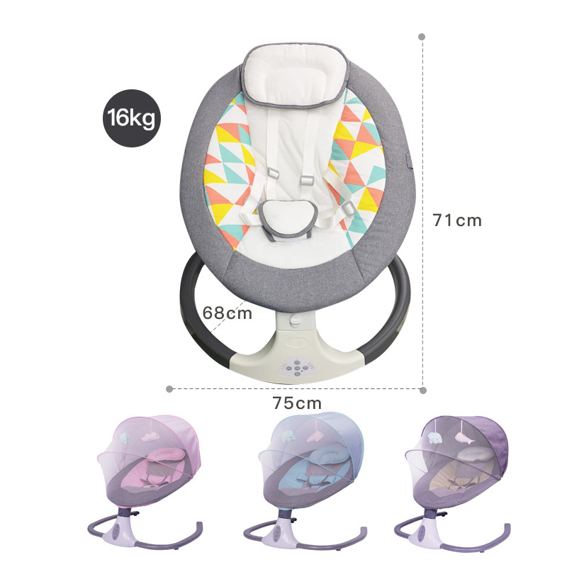 OEM Hanging Sleeper Crib Rocking Hammock Mesh Cradle Electric Rocker Swings And Bouncer 2 In1 Baby Swing Chair Music