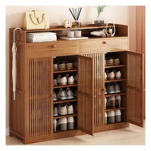 Italian High Quality Home Living Room Furniture Wood Shoes Rack Storage Cabinets Large Storage Wooden Bamboo Modern Shoe Cabinet