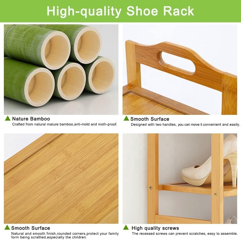 Multi-function Storage Shelf Home Furniture 5-Tier Bamboo Shoe Rack, Free Standing Shoe Shelf Entryway Shoe Storage Organizer