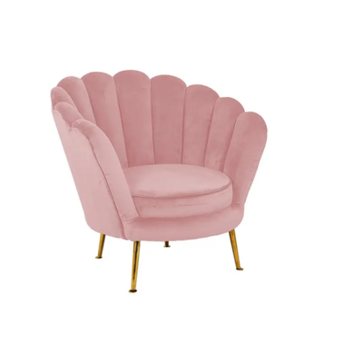 Wholesale OEM Luxury Shell Chair Single Seat Flower Shaped Living Room Balcony Leisure Fashion Design Velvet Lounge Chair