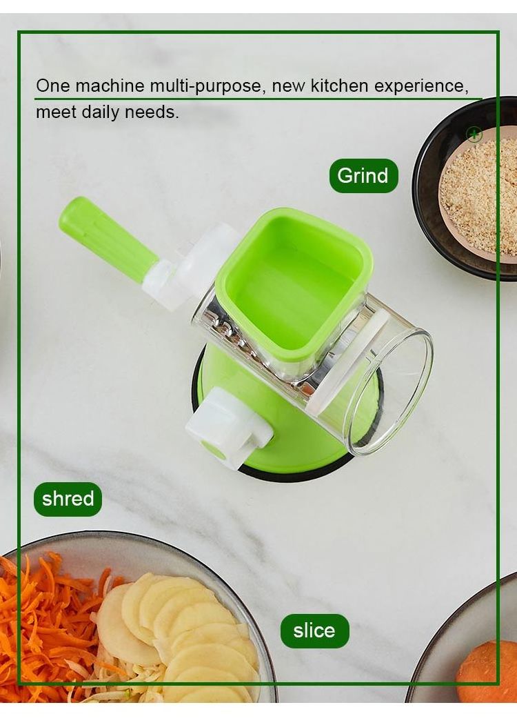 3 In 1 Multi-Purpose Manual Vegetable Grater Slicer Cheese Grater Kitchen Gadget Drum Rotary Grater Potato Shredder