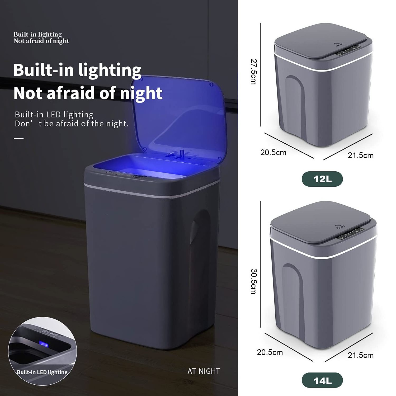 12 14 16L Sensor Automatic Dustbin Modern Smart Kitchen Plastic Rubbish Dust Box Garbage Trash Papelera Waste Bins Can