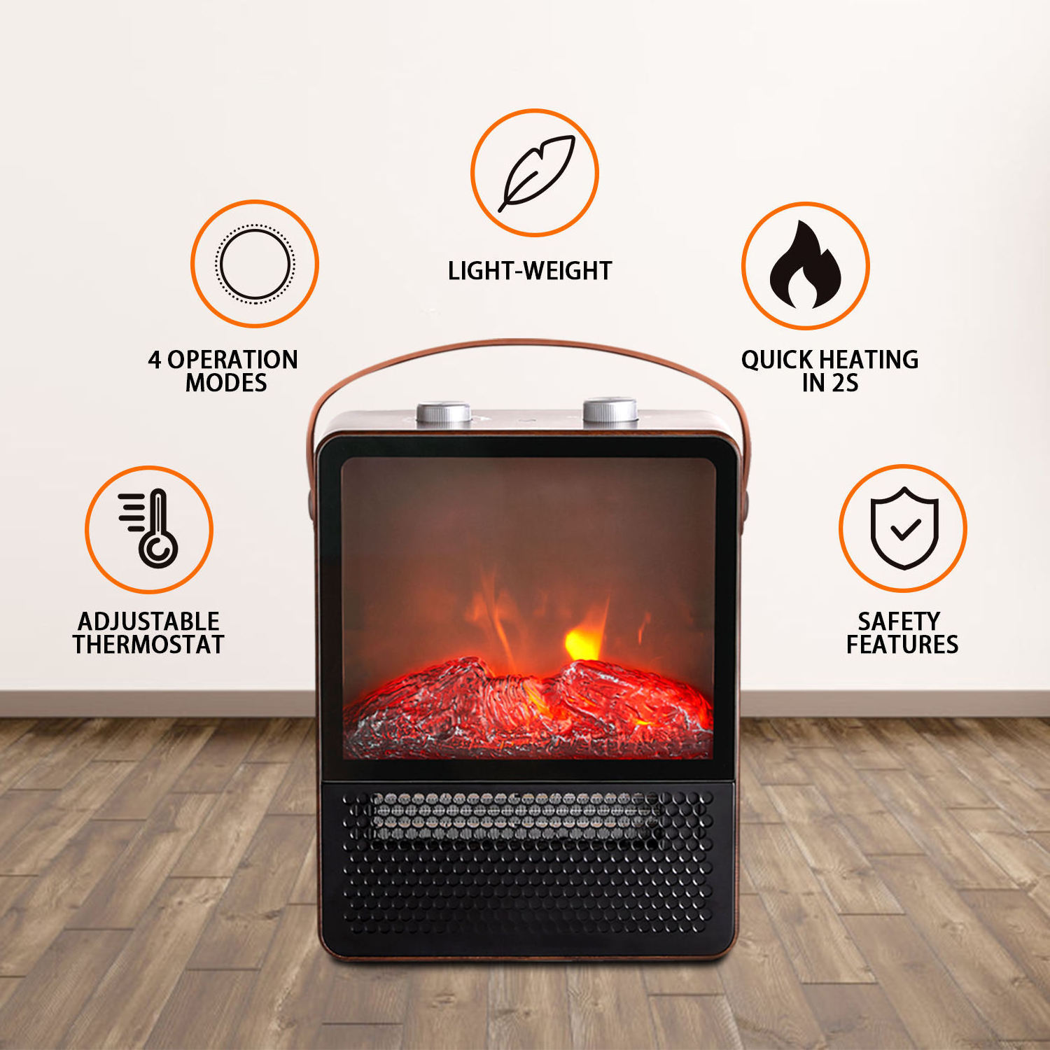 Wholesale Fast Heating Home Decoration Small Indoor Portable Mini Space Heater Electric Stove Fire Place Fireplace