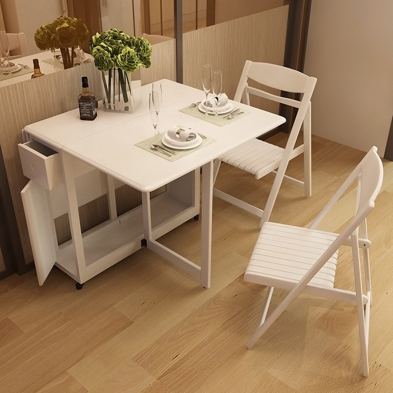 Hot Sale Extendable Wood Folding Dining Room Table Chair Set Space Saving Furniture Smart Dining Table With Hidden Foldable Seat