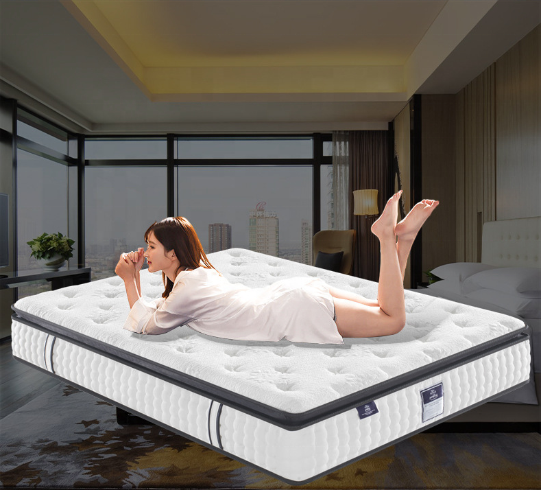 100% Natural Rubber Cooling Roll Up Latex Mattresses Memory Foan Bonnell Pocket Spring Bed Mattress with Cover in A Box Package