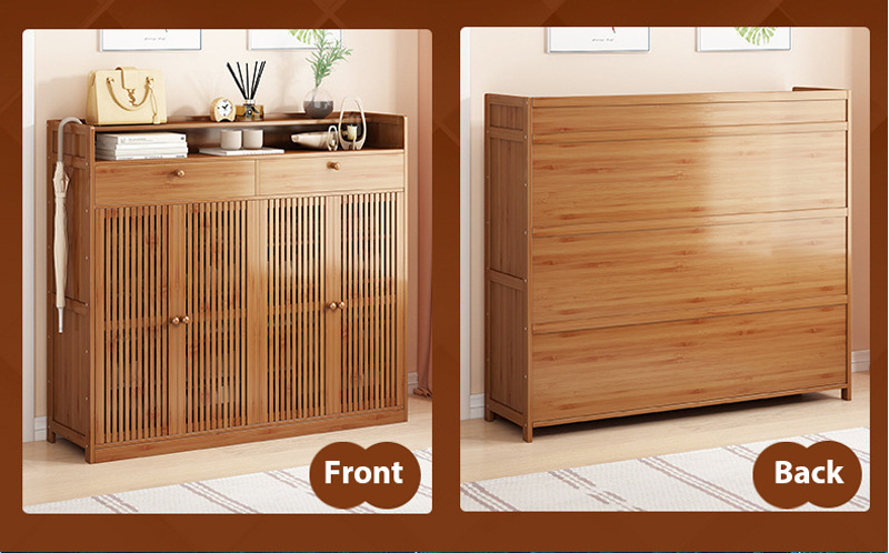 Italian High Quality Home Living Room Furniture Wood Shoes Rack Storage Cabinets Large Storage Wooden Bamboo Modern Shoe Cabinet